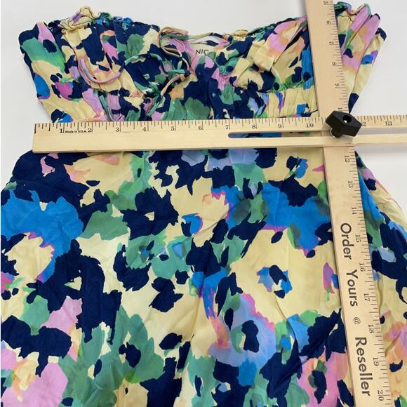 Nicholas Dress Womens 2 Blue Yellow Pink Simie Floral Sweetheart Mini Strapless - Picture 11 of 12